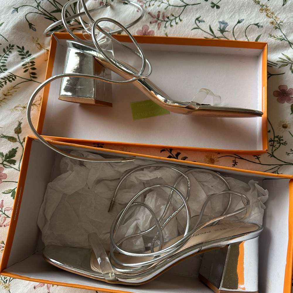 Public Desire Silver Strappy Heels